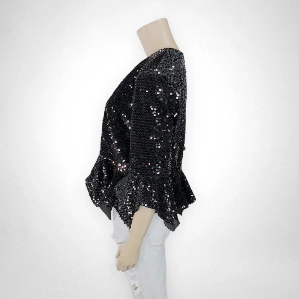 FRENCH CONNECTION Alodia Sequin Cropped Jacket 12‎ Party Holidays